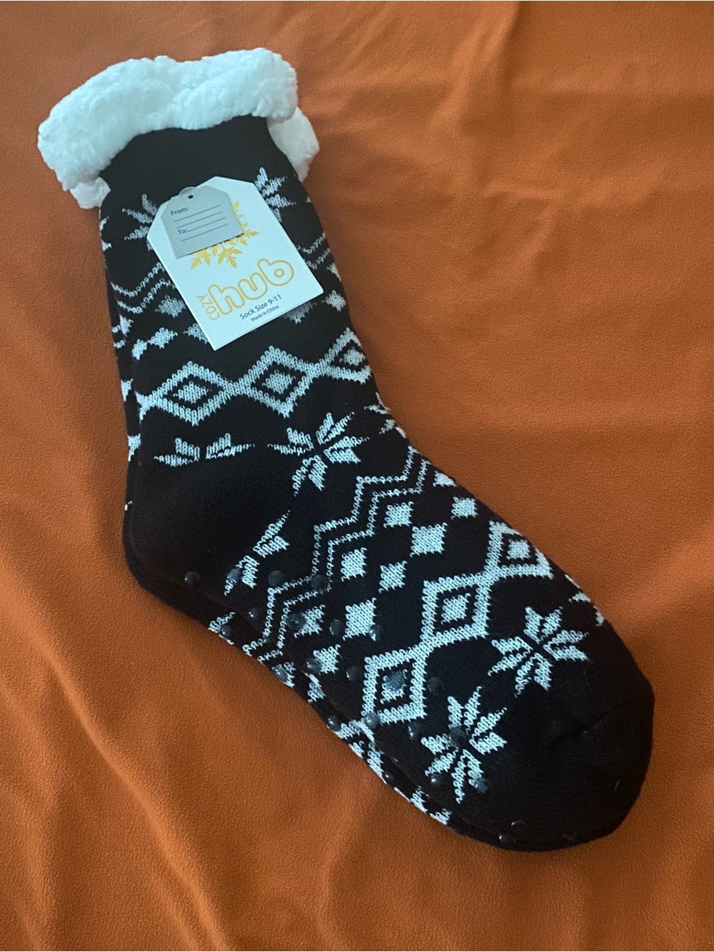 Black & White Sherpa-Lined Socks for Women